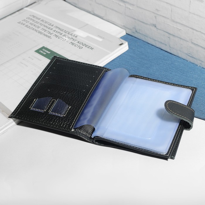 Обложка для автодокументов и паспорта, флотер, цвет чёрный