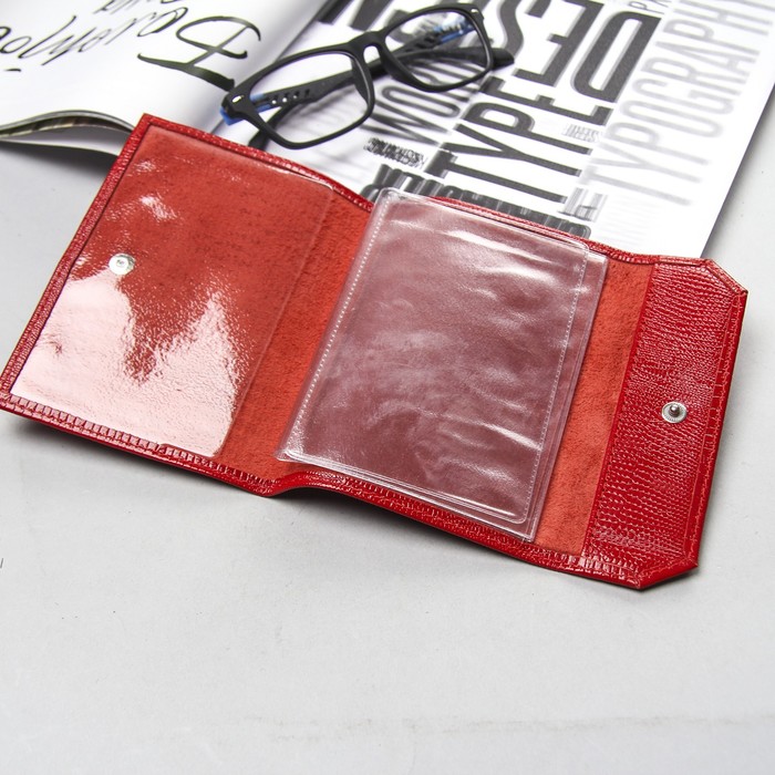 Обложка для документов, игуана, цвет алый