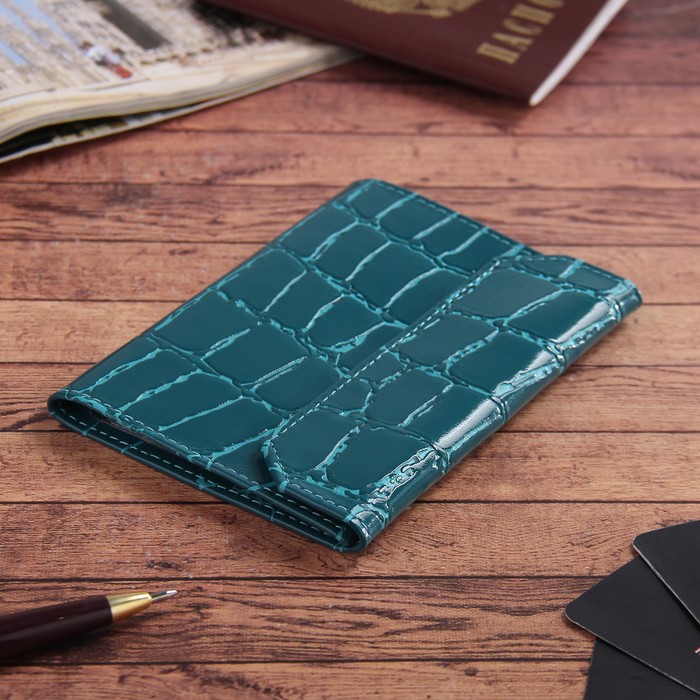 Обложка для автодокументов, скат, цвет бирюзовый