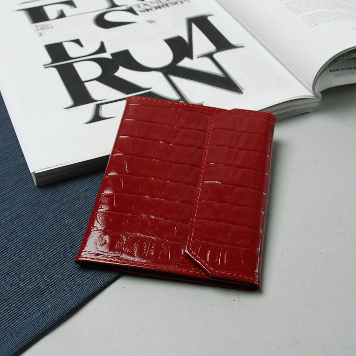Обложка для автодокументов, кайман, цвет красный