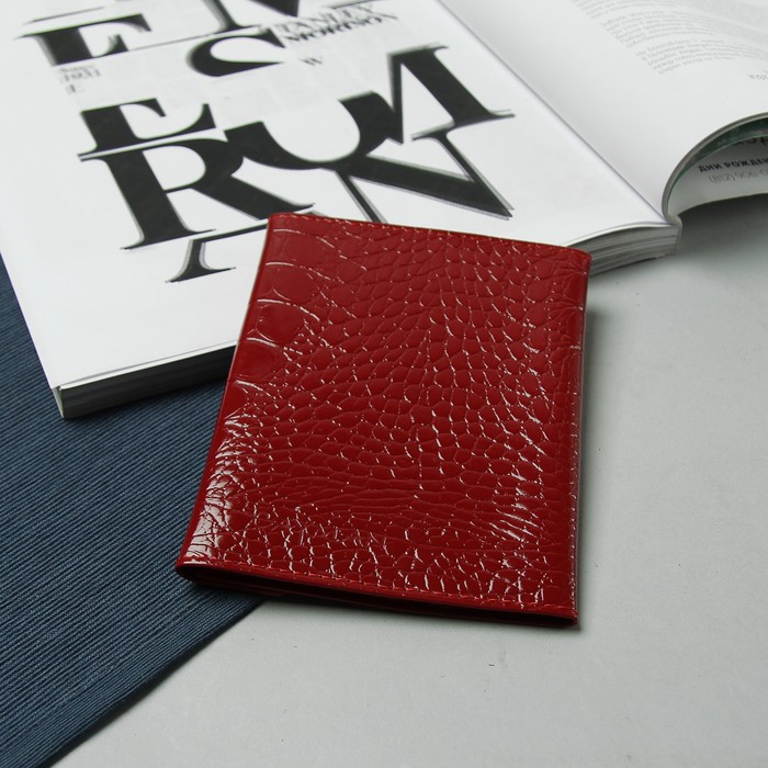 Обложка для автодокументов, кайман, цвет красный