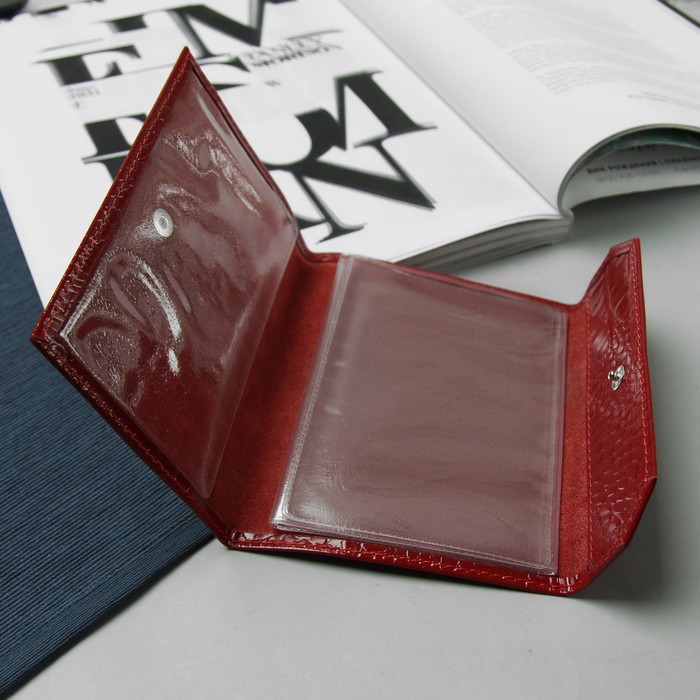 Обложка для автодокументов, кайман, цвет красный