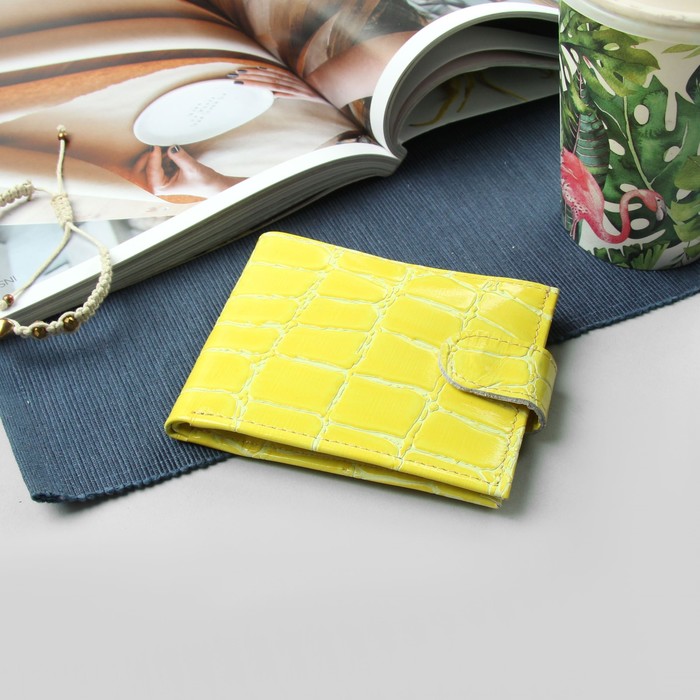 Кошелёк женский, 1 отдел, для карт, для монет, скат, цвет жёлтый