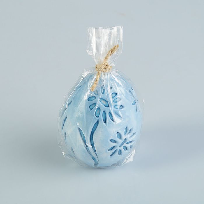 Свеча резная "Яйцо" 6х5см гжель