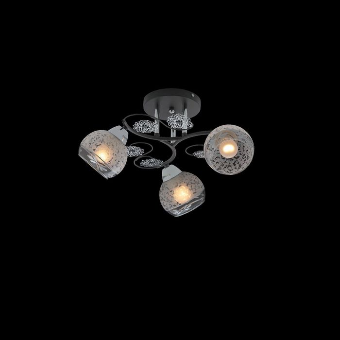 Люстра еврокаркас "Гера" 3 лампы 60W Е27 черный/хром 50х18 см