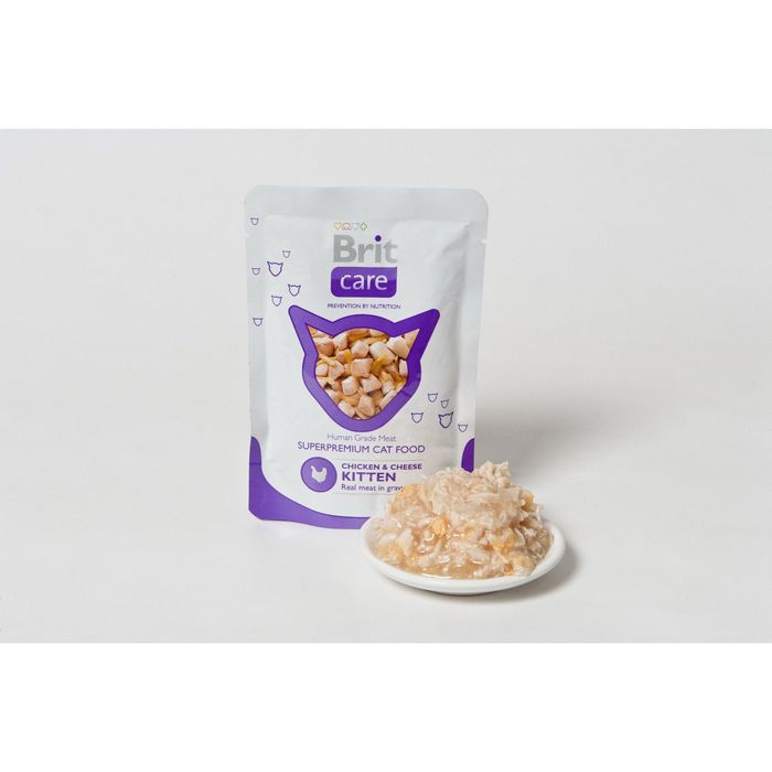 Влажный корм Brit Care для котят, курица и сыр, пауч 80 г