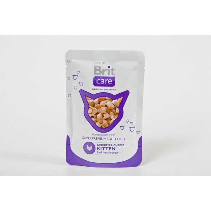 Влажный корм Brit Care для котят, курица и сыр, пауч 80 г