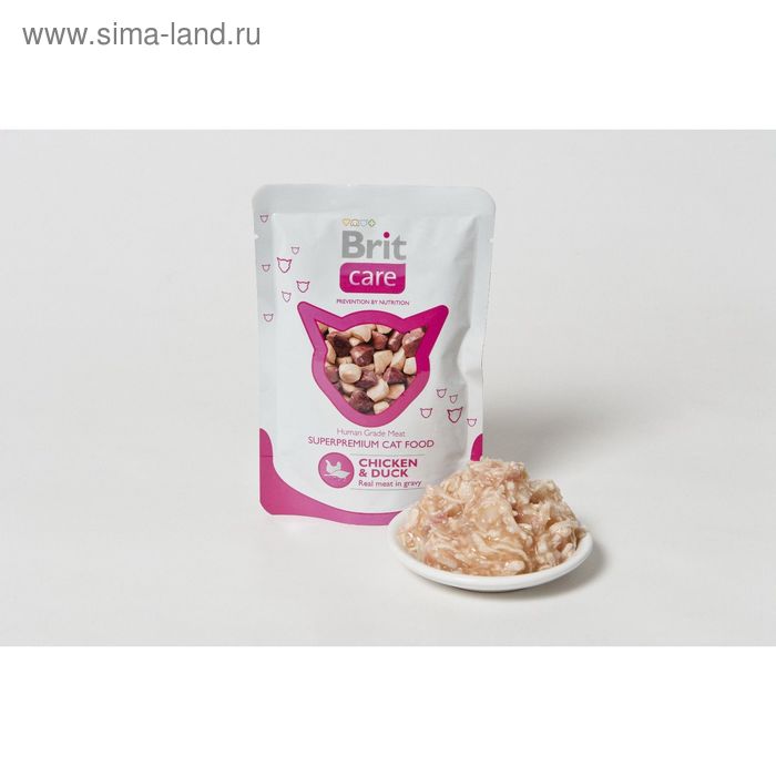 

Влажный корм Brit Care для кошек, курица и утка, пауч 80 г