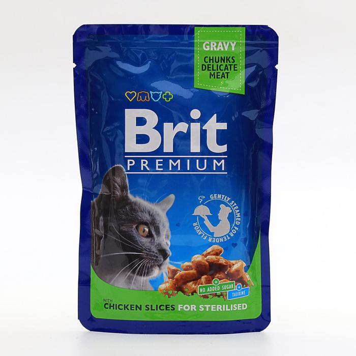 Влажный корм Brit Premium для стерилизованных кошек, курица, пауч 100 г