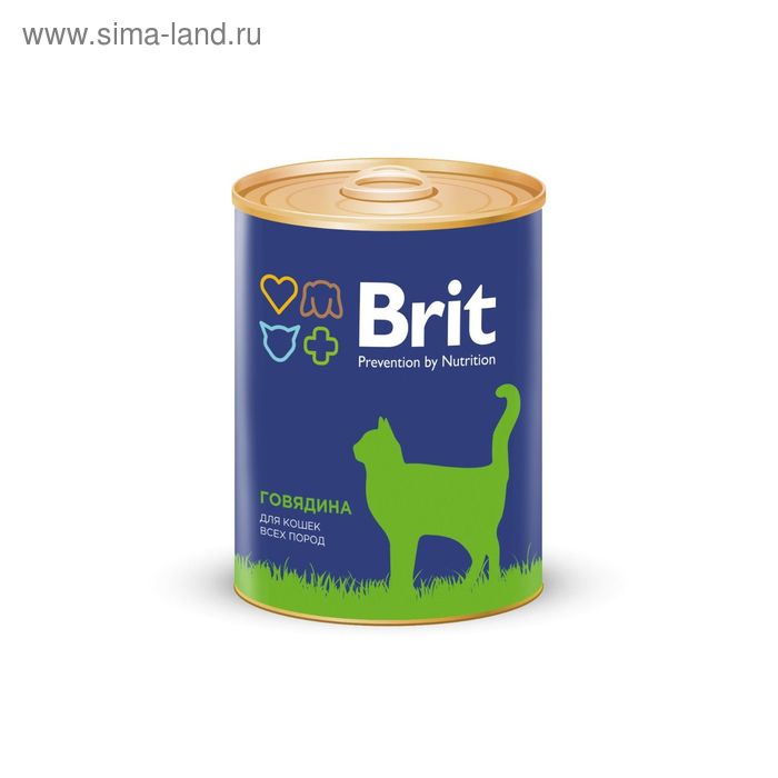 Влажный корм Brit Premium для кошек говядина жб 340 г 157₽