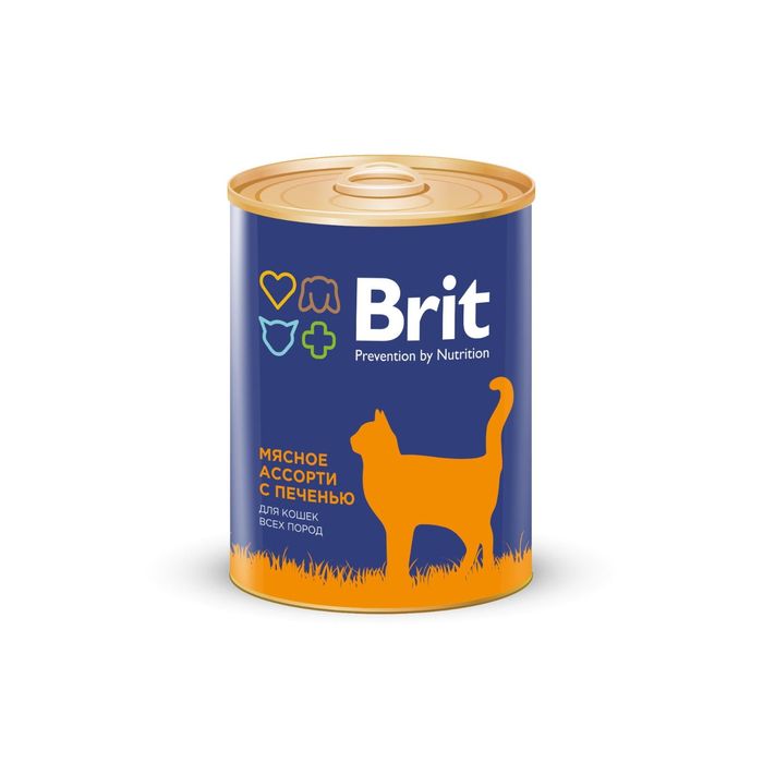 Влажный корм Brit Premium для кошек, мясное ассорти с печенью, 340 г