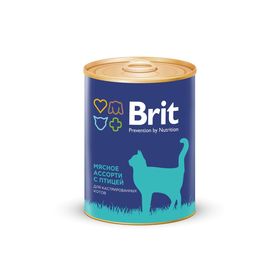 Влажный корм Brit Premium для кастрированных котов, мясное ассорти с птицей, ж/б, 340 г