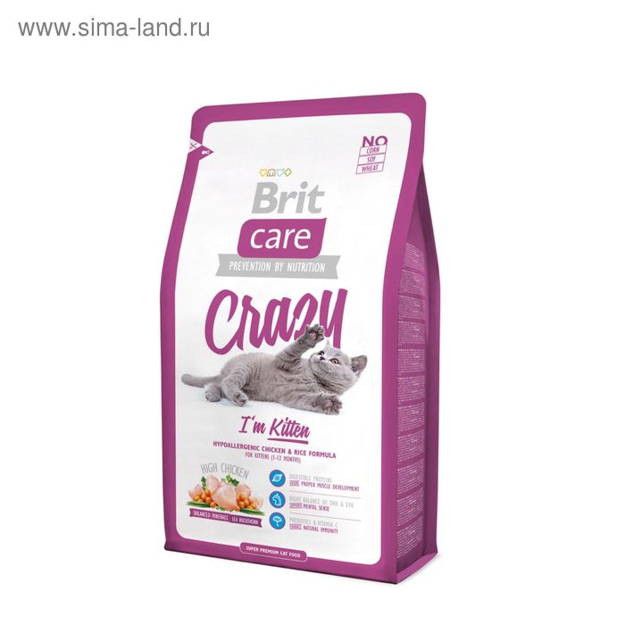 

Сухой корм Brit Care Cat Crazy Kitten для беременных, кормящих кошек и котят, 7 кг