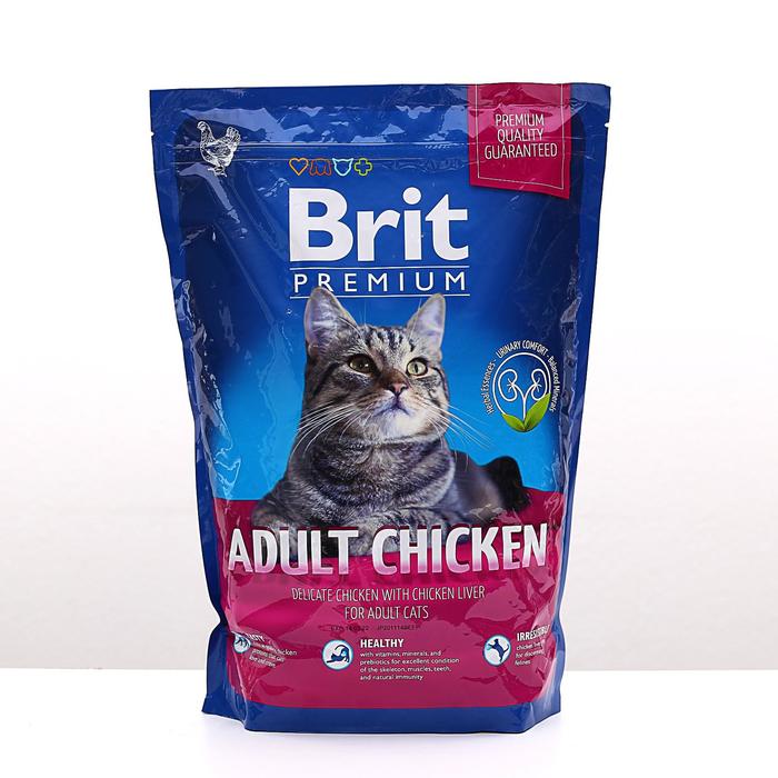 

Сухой корм Brit Premium Сat adult Chicken для кошек, курица+печень, 1.5 кг