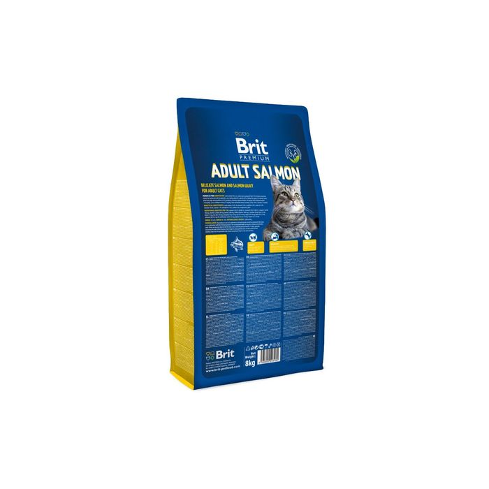 Сухой корм Brit Premium Сat adult salmon для кошек, лосось, 8 кг