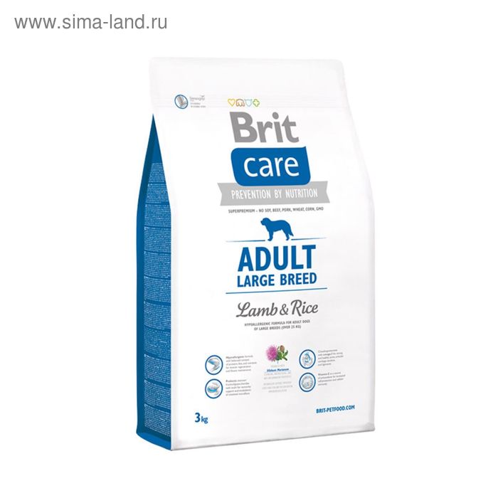 Сухие корма для собак Сухой корм Brit Care Dog adult large breed для собак крупных пород, 3 кг.