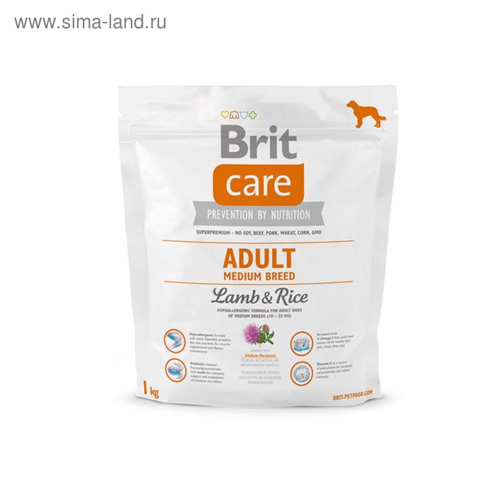 

Сухой корм Brit Care Dog adult medium для собак средних пород, 1 кг.