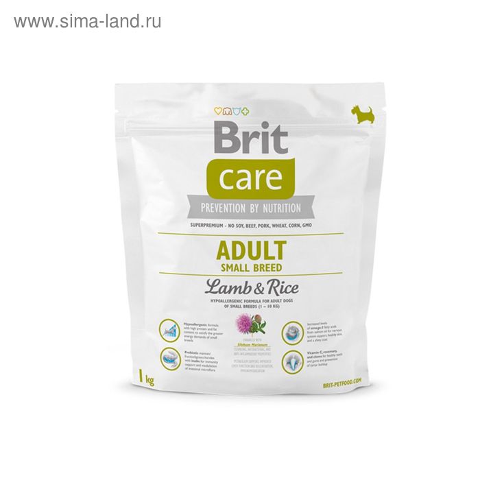 Сухие корма для собак  Сима-Ленд Сухой корм Brit Care Dog adult small для собак мелких пород, 1 кг