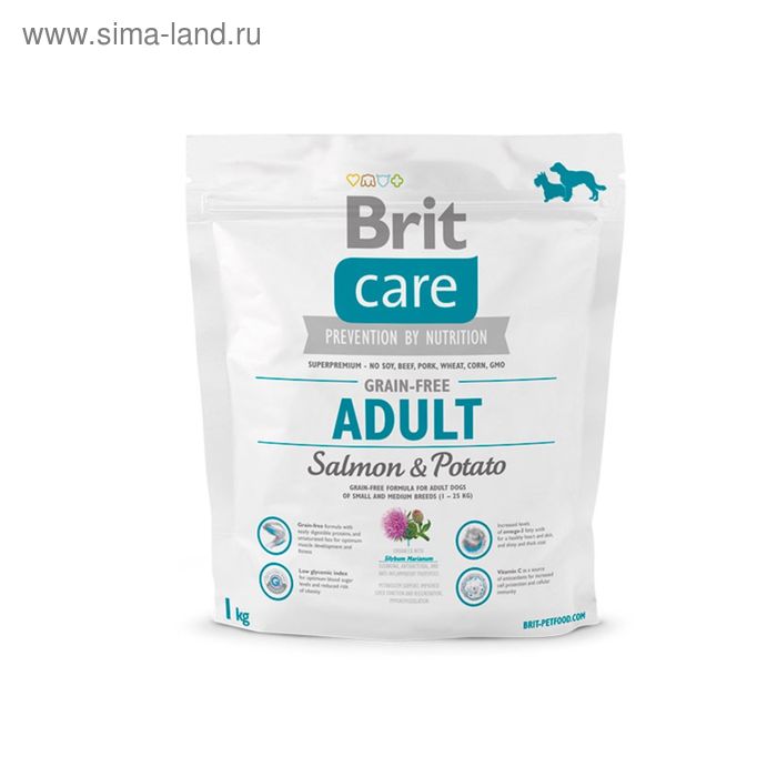 

Сухой корм Brit Care Dog salmon для мелких и средних собак, лосось, 1 кг.