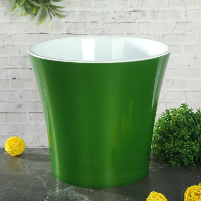 Горшок 3,5 л "Арте", цвет зелёное золото-белый