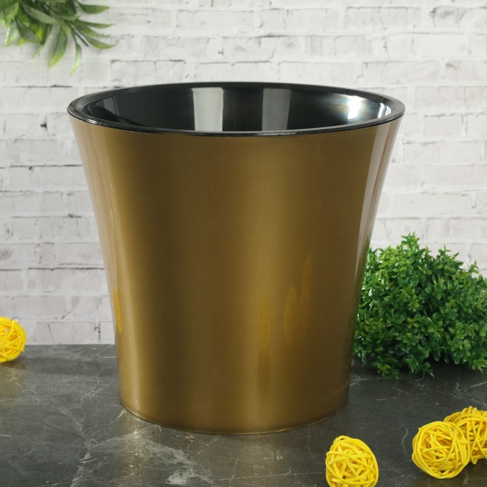 Горшок 3,5 л "Арте", цвет золотой-чёрный