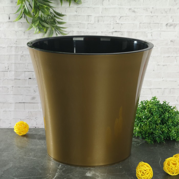 Горшок 5 л "Арте", цвет золотой-черный