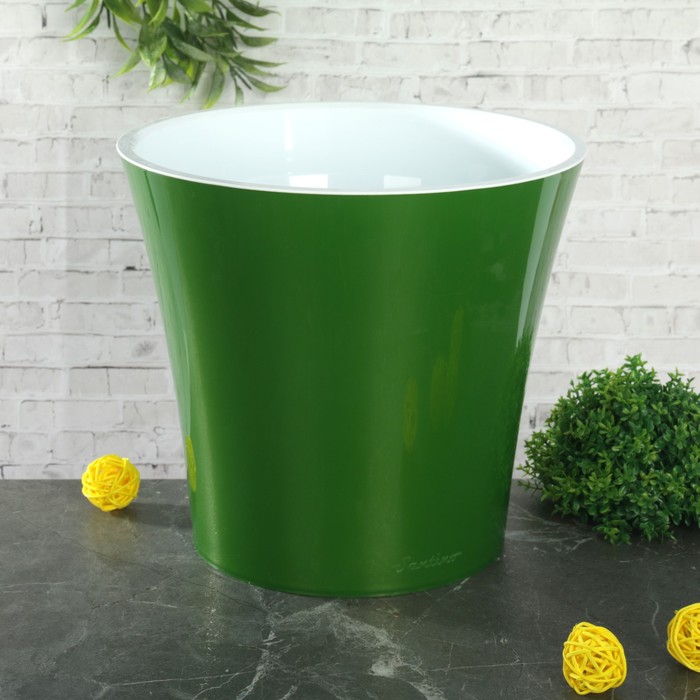 Горшок 5 л "Арте", цвет зелёное золото-белый