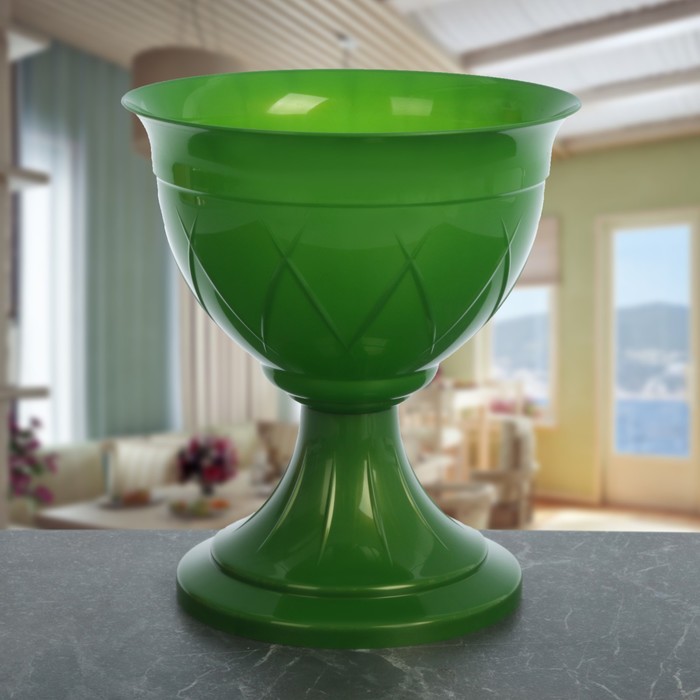 Горшок 6 л "Лилия на ножке" зеленое-золото