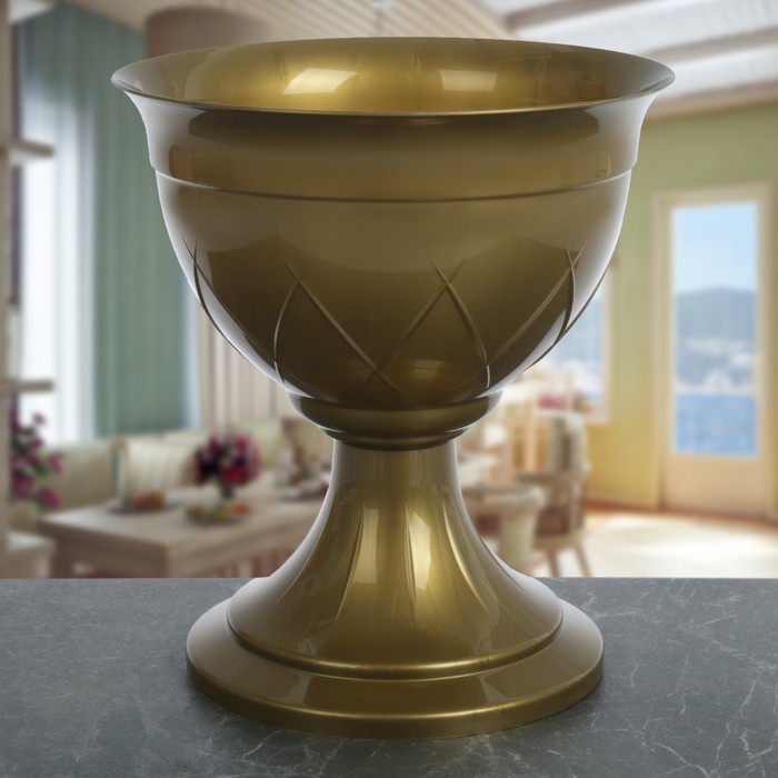 Горшок 9 л "Лилия на ножке" золото