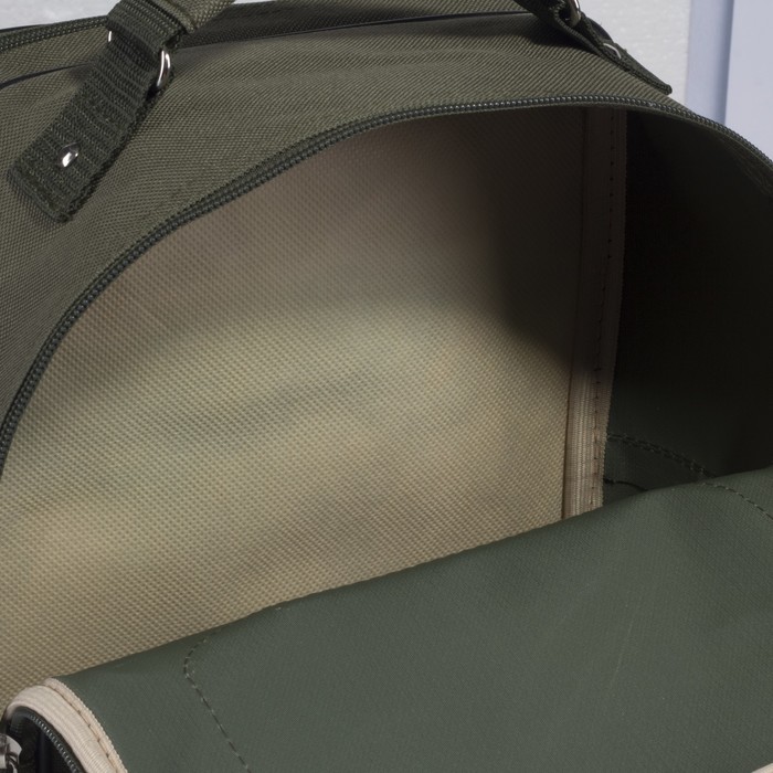 Рюкзак школьный на молнии, 2 отдела, 2 наружных кармана, цвет хаки