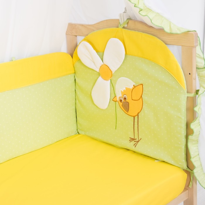 Комплект в кроватку "Цыпленок" (7 предметов), цвет зелёный 30134