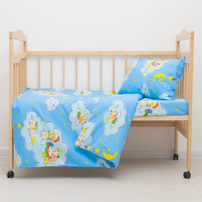 Детское постельное бельё "На облачках", цвет голубой 30462