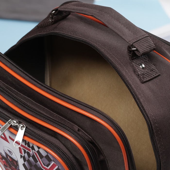 Рюкзак школьный на молнии, 2 отдела, 2 наружных кармана, цвет коричневый