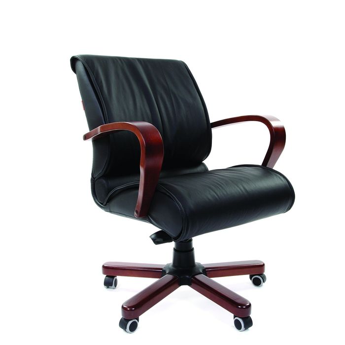 Кресло руководителя Chairman 444 WD натуральная кожа черная