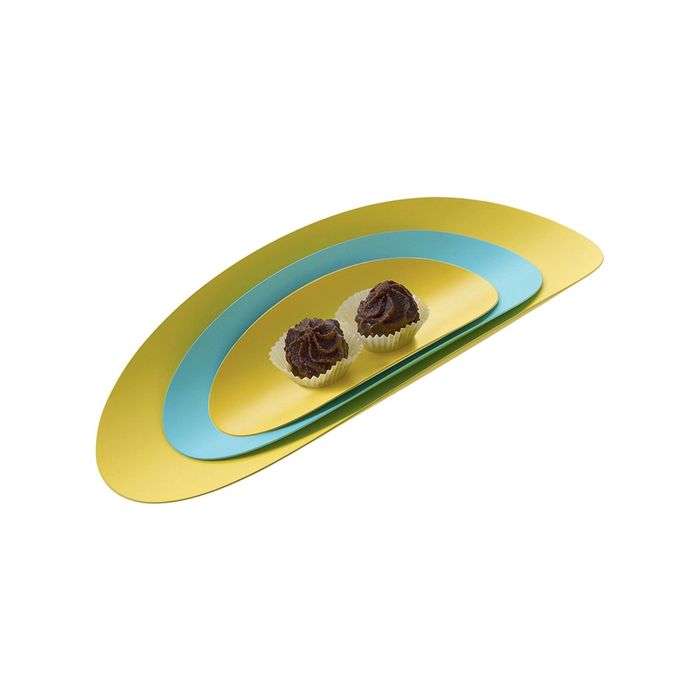 Набор из 3х стальных блюд Ellipse, бирюзовый, жёлтый