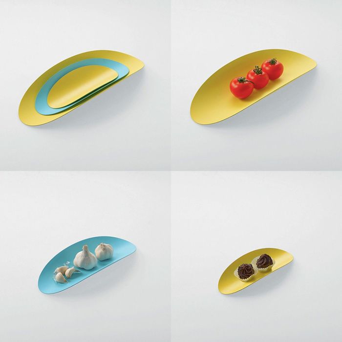 Набор из 3х стальных блюд Ellipse, бирюзовый, жёлтый