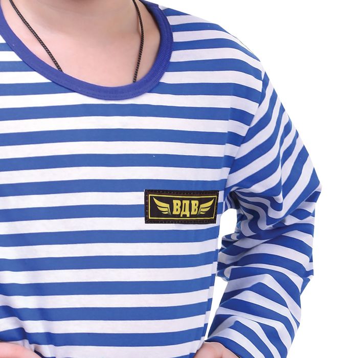 Детский костюм военного "ВДВ", тельняшка, голубой берет, рост 104 см