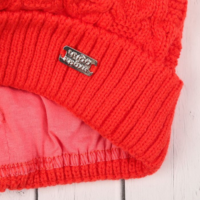 Шапка для девочки, размер 48-50, цвет коралловый Cd-777_М