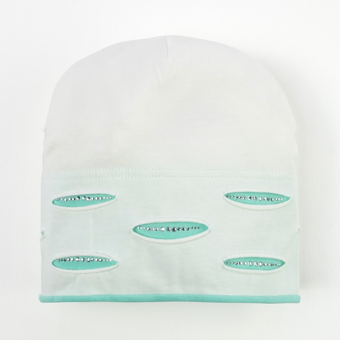 Шапка для девочки "Миранда", размер 54-56, цвет бело-ментоловый KL-177