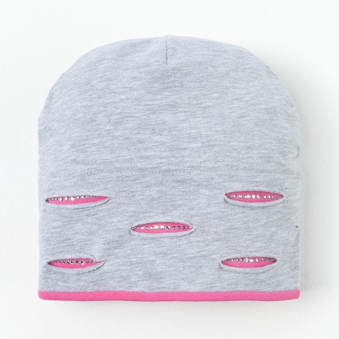 Шапка для девочки "Миранда", размер 54-56, цвет серо-розовый  KL-177