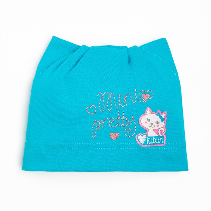 Шапка для девочки "Лотти", размер 46-48, цвет бирюзовый P-223-01 _М