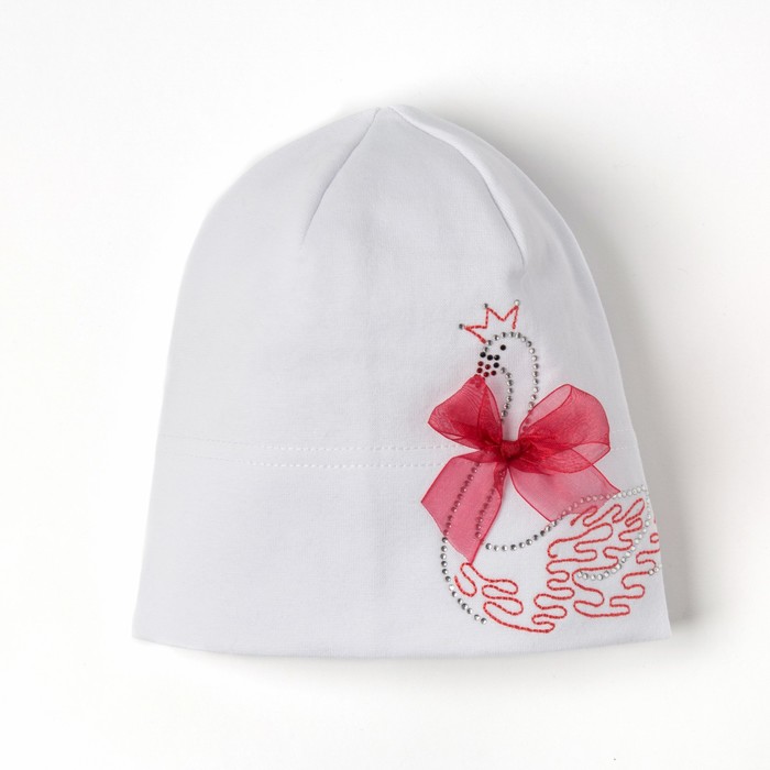 Шапка для девочки "Лебедь", размер 44-46, цвет белый P-301 _М