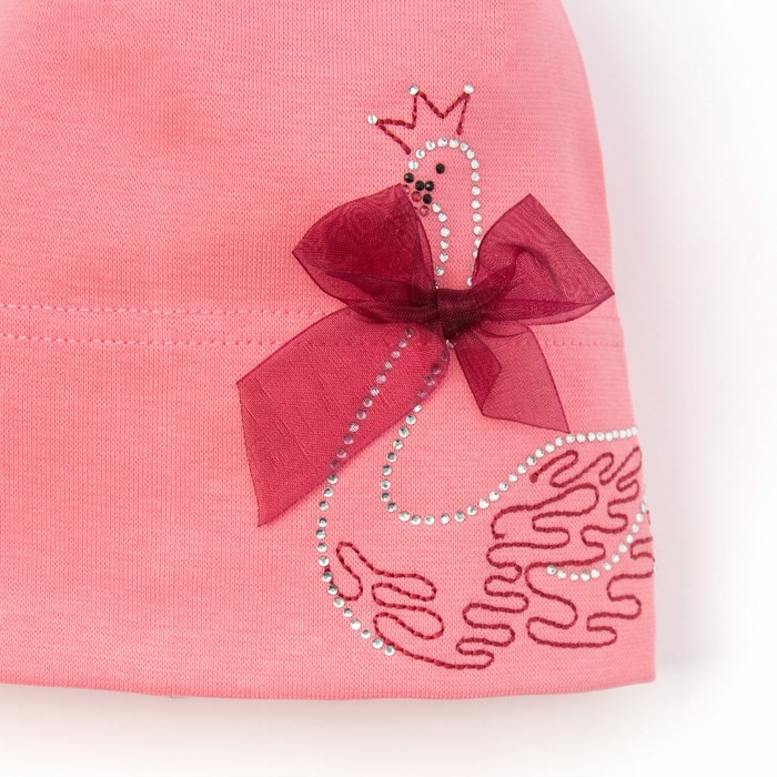 Шапка для девочки "Лебедь", размер 44-46, цвет коралловый P-301 _М