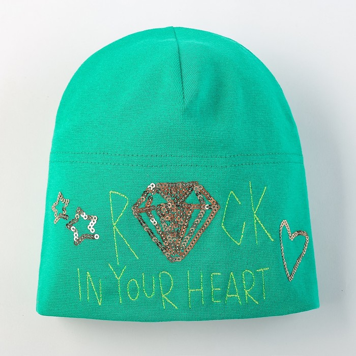 Шапка для девочки "Алмаз", размер 52-54, цвет зелёный P- 308