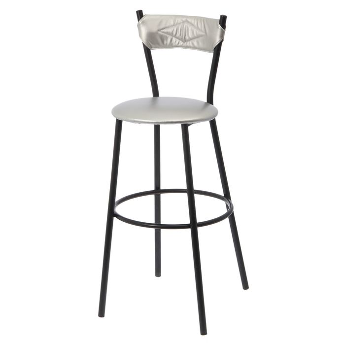 Стул "Барный", цвет обивки серебряный, каркас черный