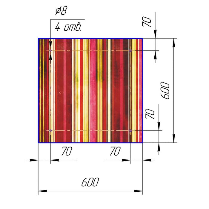 Стеклянный фартук закаленное стекло М1 "Красная полоса", 600х600х4