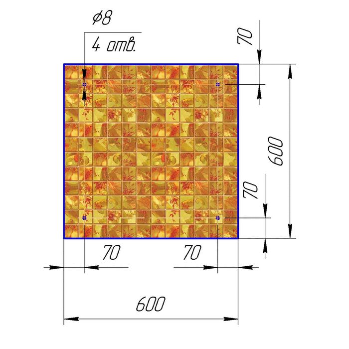 Стеклянный фартук закаленное стекло М1 "Осеняя абстракция", 600х600х4