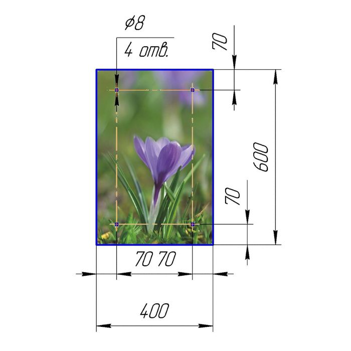Стеклянный фартук закаленное стекло М1 "Крокус", 600х400х4
