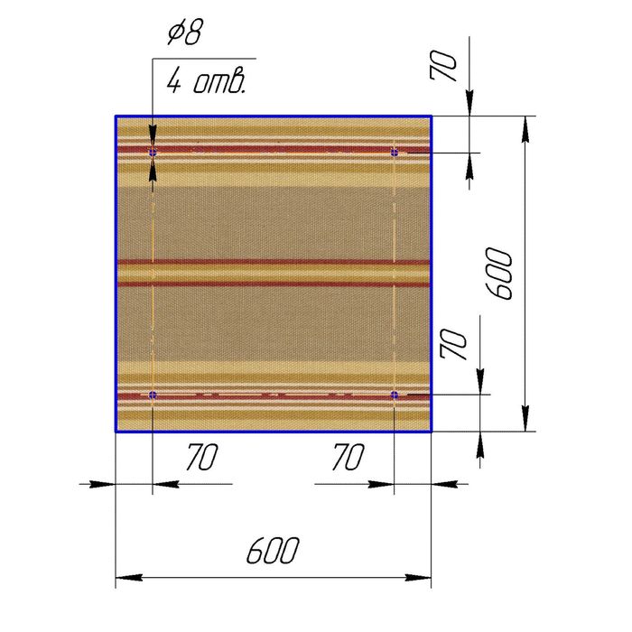 Стеклянный фартук закаленное стекло М1 "Полоса-3", 600х600х4