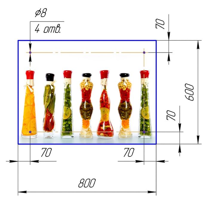Стеклянный фартук закаленное стекло М1 "Пряности", 600х800х4